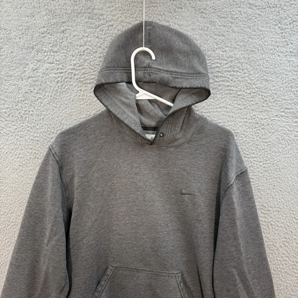 Nike Sweatshirt Mens Large Gray Hoodie Small Swoosh Streetwear Grunge Skater Y2K